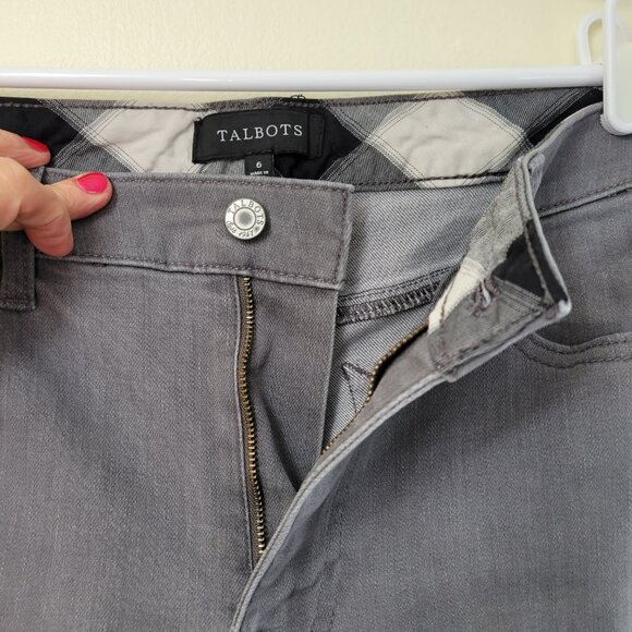 Talbots Straight Leg Ankle Jeans Plaid Hem Accent Gray Women's Size 6 - Picture 6 of 13